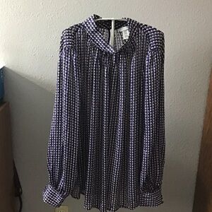 H&M Purple Black White Geometric Print Blouse